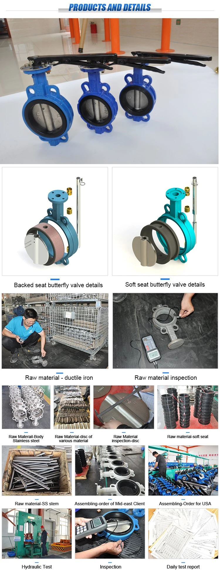 Factory OEM Industrial DN50 Pn16 Di Manual Stainless Steel Wafer Butterfly Valve