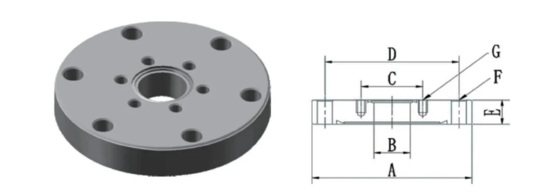 Customized SS316 304 Steel Fittings CF Zero Length Reducing Flange with Trapped Holes